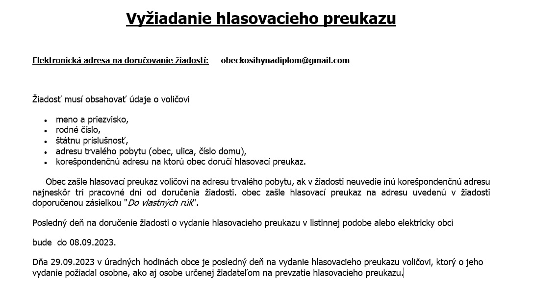 Volebné informácie k voľbám do Národnej rady SR ku dňu 30.09.2023